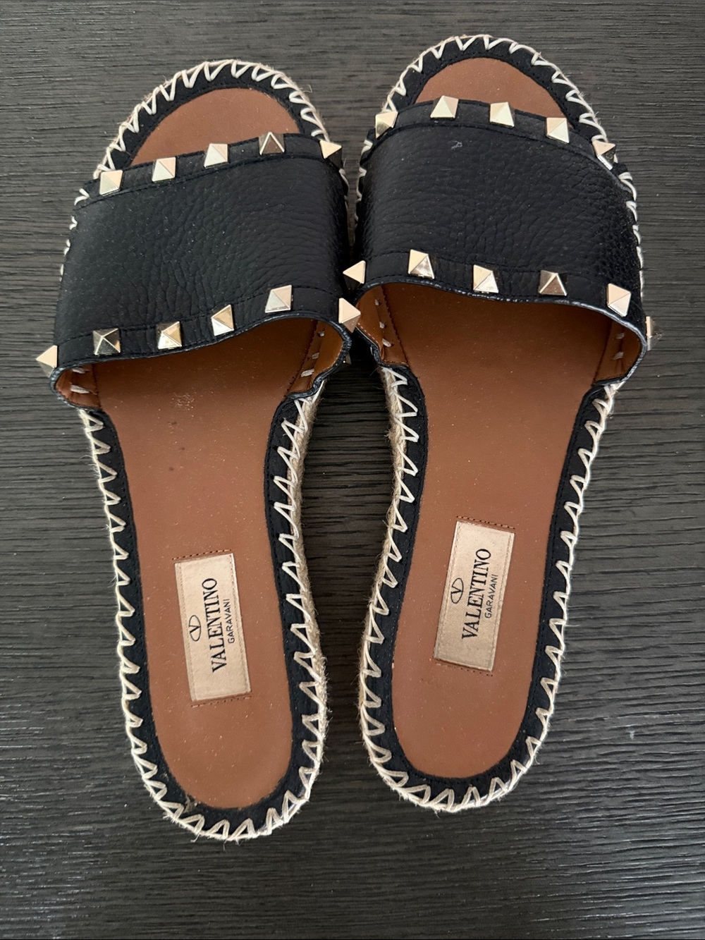 Valentino Black Leather Studded Slide Mules